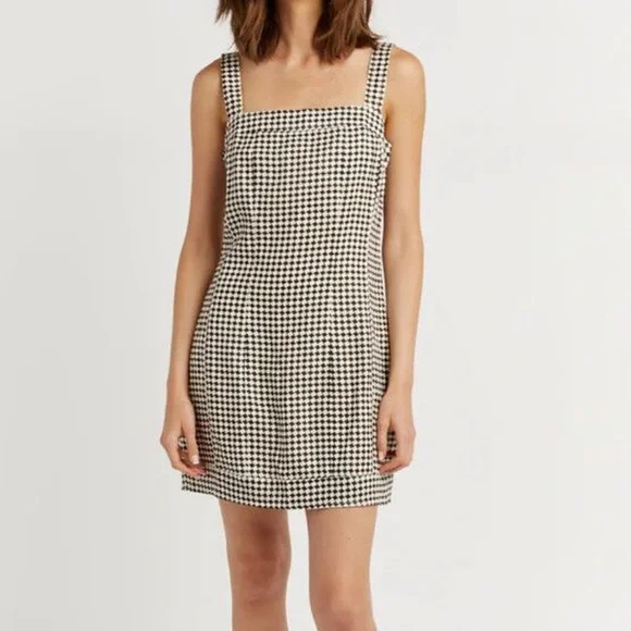 Dissh Houndstooth Mini Dress Black Cream - Picture 2 of 11